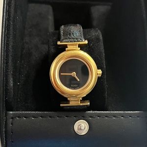 Womens black/gold Fendi watch